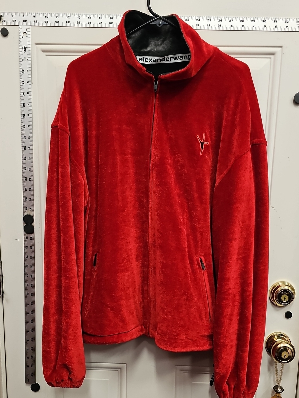 Alexander Wang Red Velour Zip Jacket